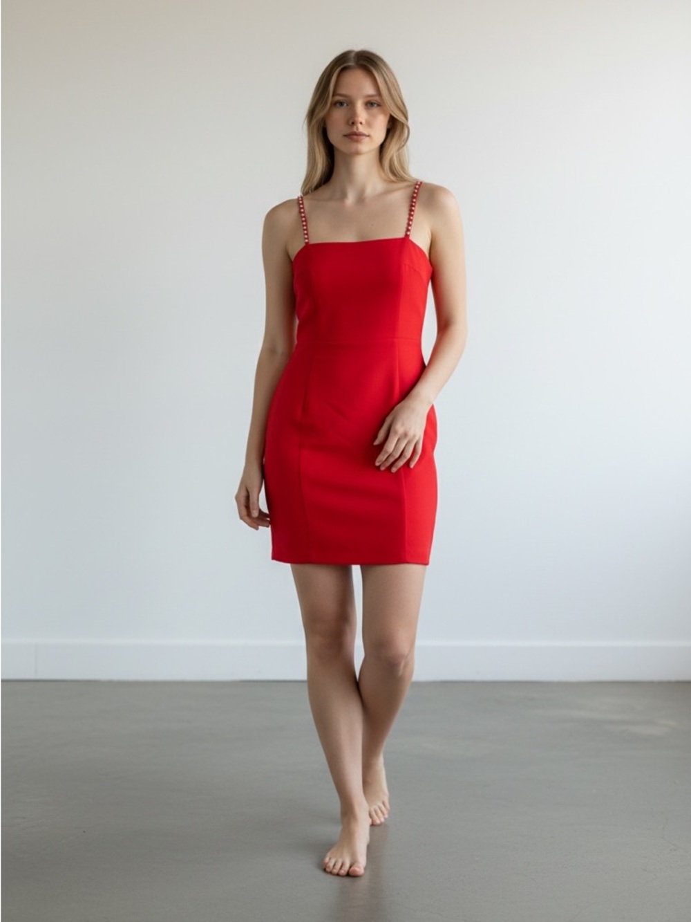 Paul Alexander 100% Silk Dress Size 4 red rhinestone